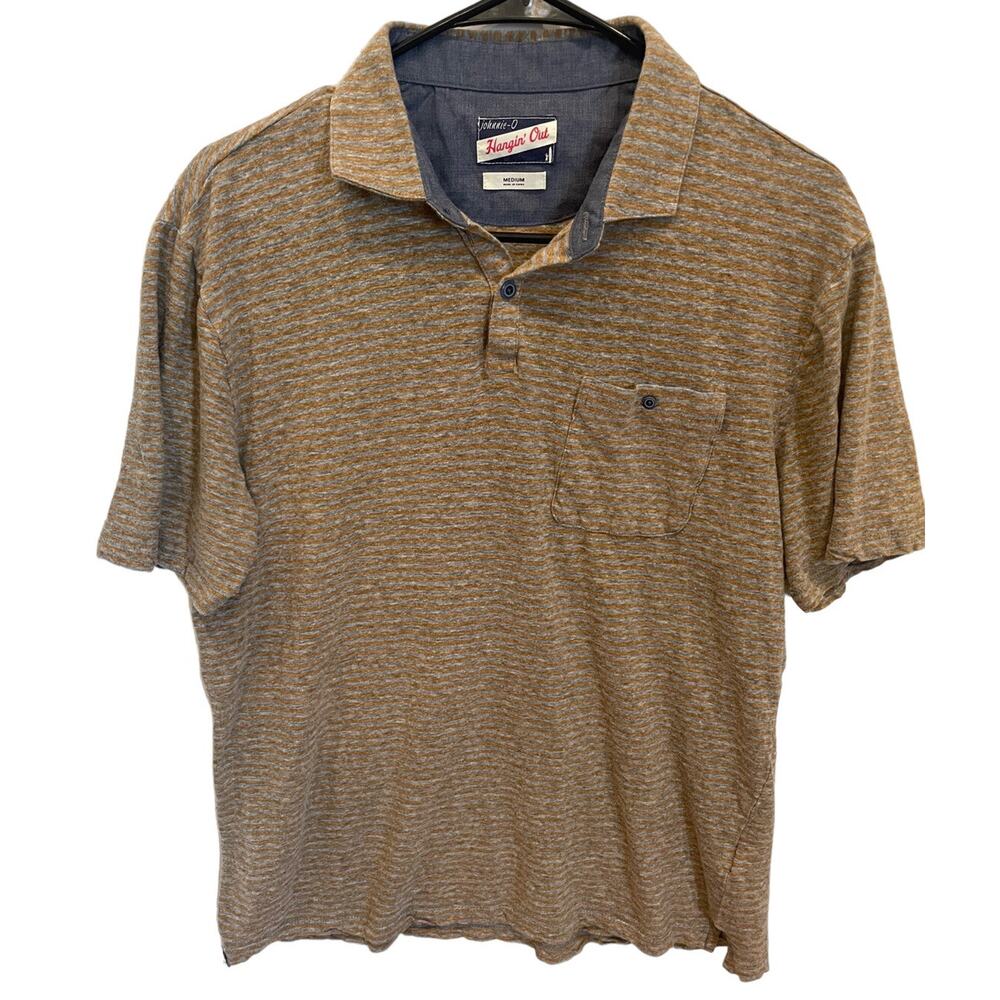 JOHNNIE-O Hangin' Out Sean Striped Polo Shirt Men's Sz M Preppy Classic Coastal